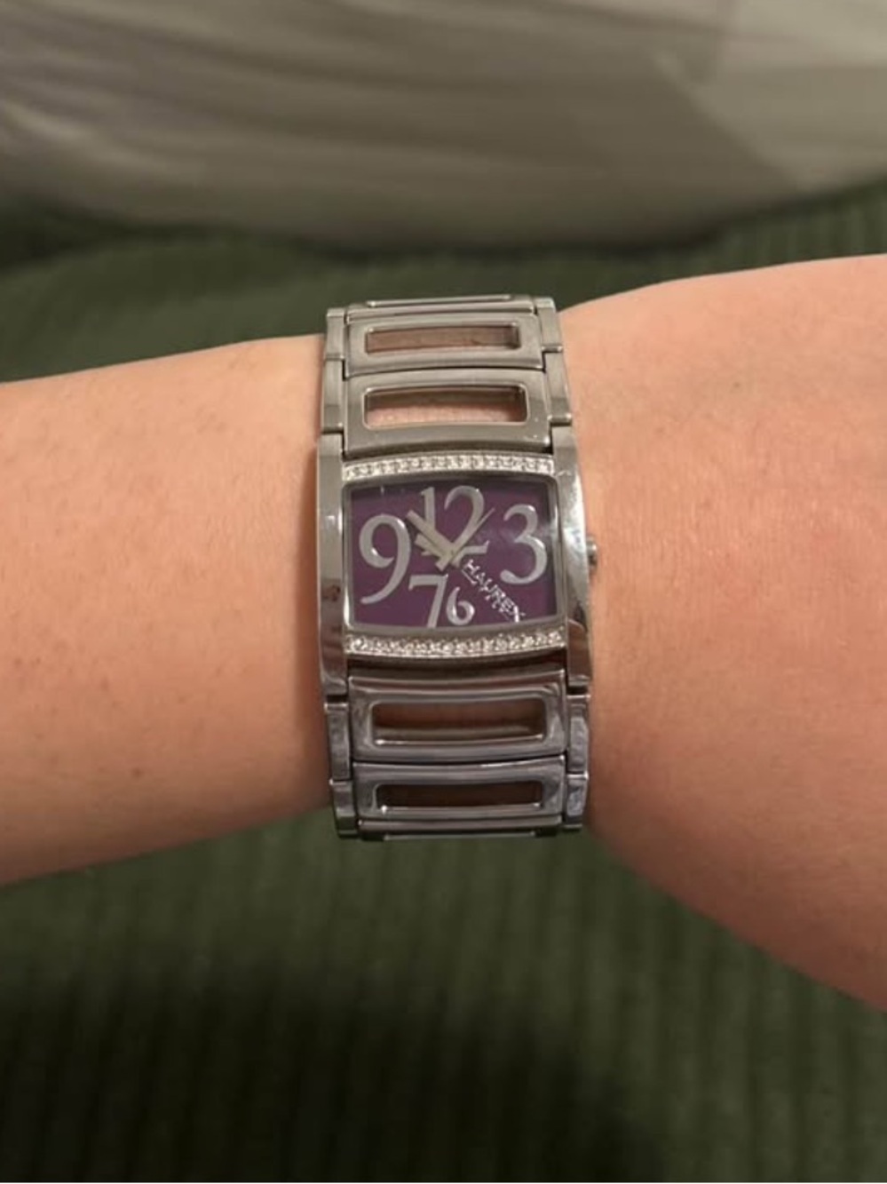 Haurex Silver Bracelet Watch with Purple Dial